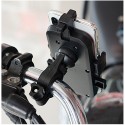 12V 2.1A Dual USB Charger GPS Phone Holder Handlebar Mount Bracket Universal Automatic Lock For Motorcycle Bike Electric Scooter