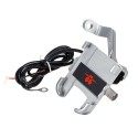 12V 2A Phone Holder USB Charging Aluminum Alloy Motorcycle Handlebar/ Rearview Mirrors Mount Bracket