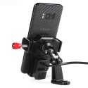 360 Rotating Motorcycle USB Charger Cell Phone Stand Holder GPS Navigator