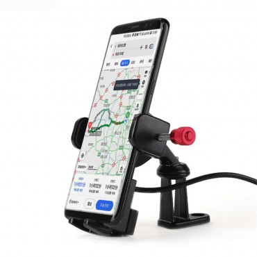 360 Rotating Motorcycle USB Charger Cell Phone Stand Holder GPS Navigator