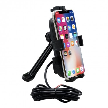 Dual USB Charger CS-344B2 Phone Holder 360° Rotation Stand For Motocycle Bike Rearview Holder For 4inch-6.5inch Smart Phone