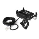 Motorcycle Phone Holder Adjustable USB Charger Navigation Bracket Mount Handlebar