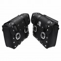 PU Leather Motorcycle Saddlebags Luggage Side Tool Bag Black Left Right Pouch For Harley