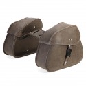 Pair Retro Travel Motorcycle PU Leather Saddlebags Pouch Carry Side Bags Universal