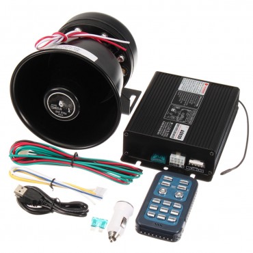 DC12V 400W 8 Sound Loud Car Warning Alarm Police Siren Horn PA Speaker Remote