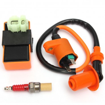 Ignition Coil+Racing CDI Box+ Spark Plug For GY6 50 125 150cc Moped Scooter ATV Go Carts