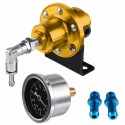 Universal Auto Car Fuel Adjustable Pressure Regulator 8 Kg/cm2 with KPa Oil Gauge Kit Set