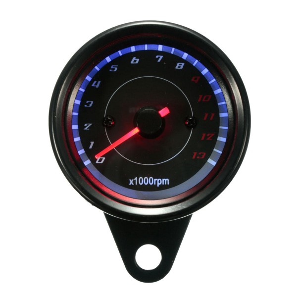 12V 13000RPM Motorcycle Red+Blue LED Tachometer Speedometer Gauge Universal