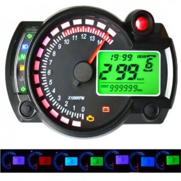 12V 15000RPM Motorcycle Speedometer Odometer Adjustable Waterproof LCD Digital