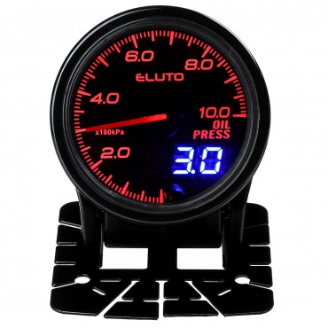 12V 2 Inch 52mm Oil Pressure Gauge Meter With Sensor 7 Color LED Tinted Face Universal