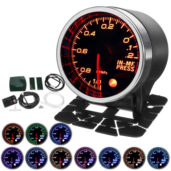 12V 2inch 52mm 10 Color LED Mechanical Pressure Vacuum Intake Boost Gauge Meter