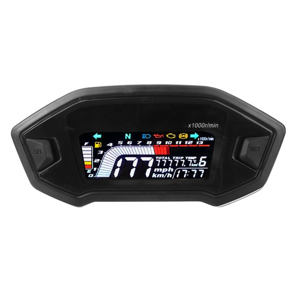 12V LCD Digital Odometer Speedometer Tachometer Motorcycle Water Temperature Oil Gauge Universal