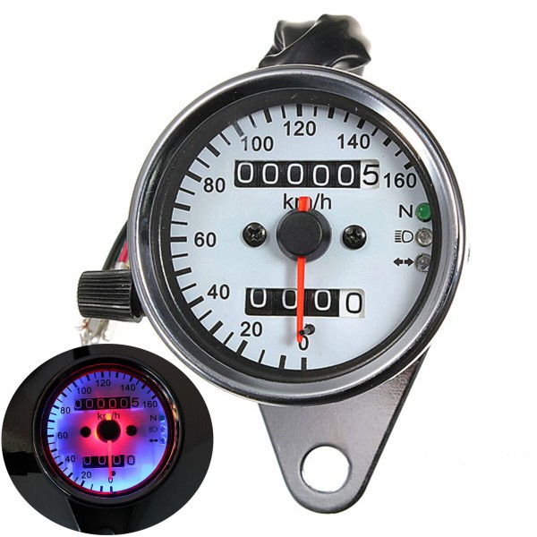 12V Motorcycle Odometer + Speedometer Gauge With LED Backlight Signal Light