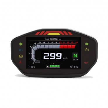 14000RPM Motorcycle TFT LCD Display Digital Speedometer Odometer 6 Gear Backlight Meter For 1 2 4 Cylinders Universal