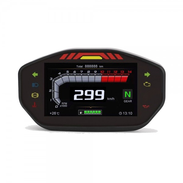 14000RPM Motorcycle TFT LCD Display Digital Speedometer Odometer 6 Gear Backlight Meter For 1 2 4 Cylinders Universal