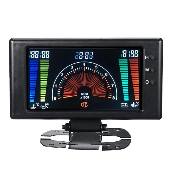 8V-18V 12V 6 in 1 LCD Digital Gauge Oil Pressure Voltage Water Oil Temperature Tachometer RPM Car
