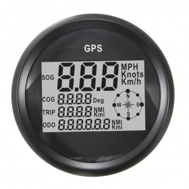 GPS Speedometer Waterproof Digital Odometer Gauge Black For Vehicle