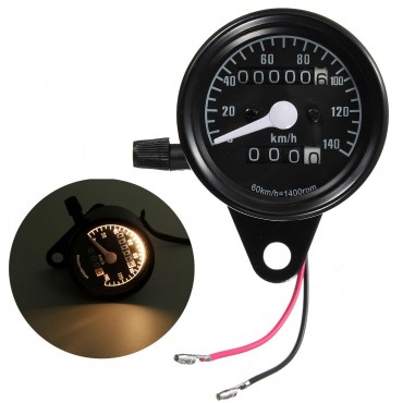 Motorcycle Dual Odometer Speedometer Mechanical Gauge Black Universal Waterproof