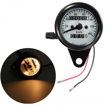 Motorcycle Dual Odometer Speedometer Mechanical Gauge White Universal Waterproof