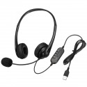 Wired USB Mic Headphones Volume Control Stereo Computer Headsets For PC Laptop