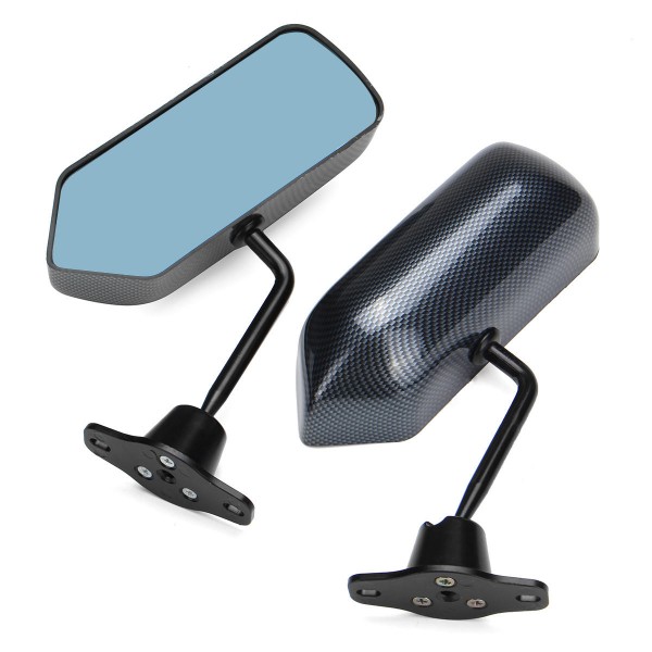 1 Set F1 Style Carbon Fiber Universal Triangle Racing Manual Adjustment Car Side Mirror Blue Surface