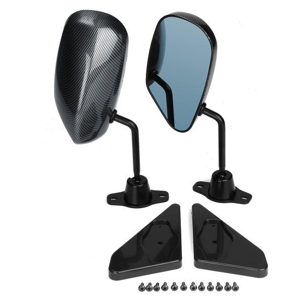 1 Set Universal Manual Adjustment Style Carbon Fiber Side Car Mirror Carbon Fiber Blue Surface