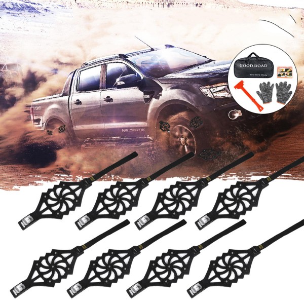 1238Pcs/Set Car Tyre Winter Roadway Safety Tire Snow Adjustable Anti-skid Safety Double Snap Skid Wheel TPU Chains