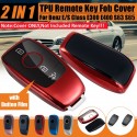 2 IN 1 TPU Remote Smart Key Case Fob Cover with Button Film For Benz E/S Class E300 E400 S63 S65