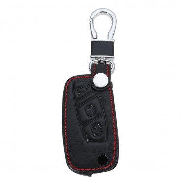 3-Bottons PU Leather Car Key Shell Case/Bag Cover for FIAT Panda Stilo Punto Doblo Grande