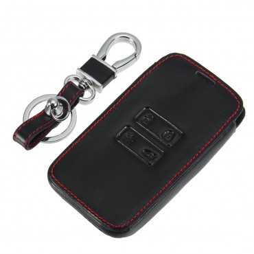 Car Black PU Leather Key Holder Remote Key Case Keychain For Renault Kadjar 2016