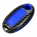 Carbon Fiber Car Key Case Shell Key Cover With Key Chain For Nissan