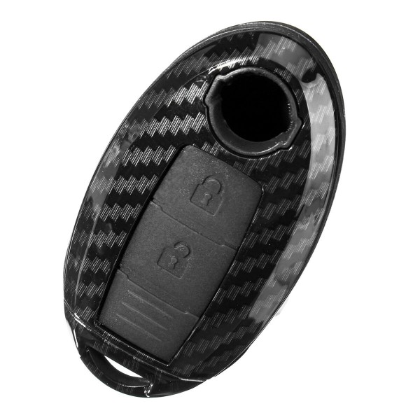 Carbon Fiber Car Key Case Shell Key Cover With Key Chain For Nissan