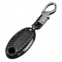 Carbon Fiber Car Key Case Shell Key Cover With Key Chain For Nissan