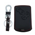 Red Line 4 Buttons Leather Car Remote Key Case Cover For Renault