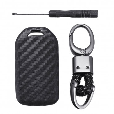 TPU Car Key Case Carbon Fiber Black Cover Keychain For Honda Accord CR-V HR-V Civic