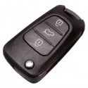 Three Button Flip Key Case Shell for Hyundai i20 i30 Black with Blade