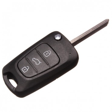 Three Button Flip Key Case Shell for Hyundai i20 i30 Black with Blade