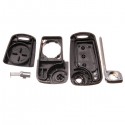 Three Button Flip Key Case Shell for Hyundai i20 i30 Black with Blade