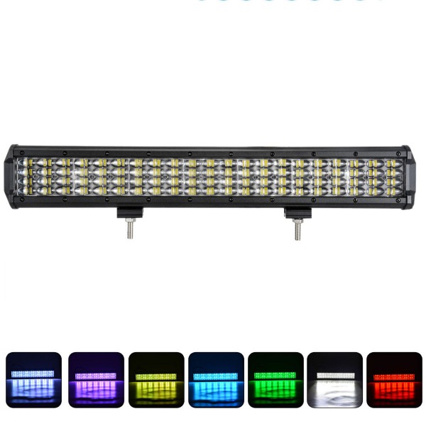 20 Inch 252W RGB LED Work Light Bar Flood Spot Combo 25200 LM IP68 Waterproof For Offroad Truck SUV Boat