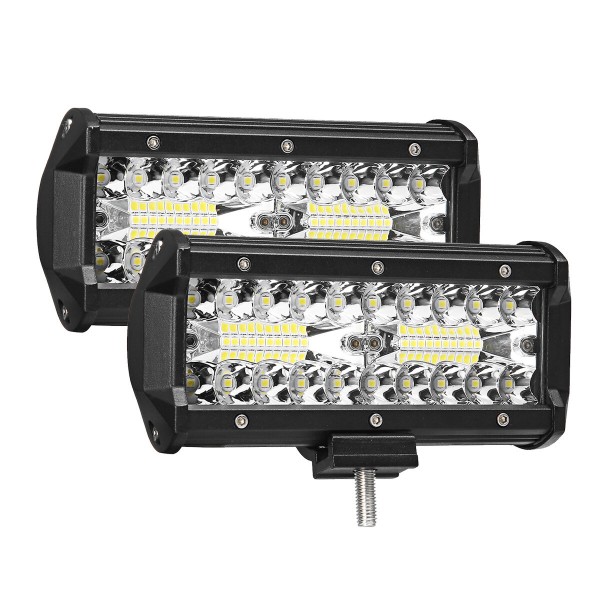 2PCS 7 Inch 120W LED Light Bar 24000lm Spotlight Flood Off-Road Driving 4WD SUV