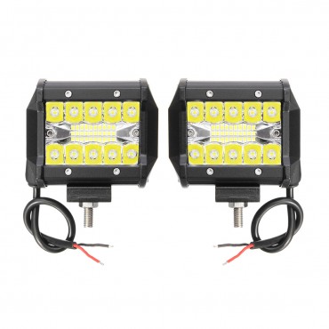 2PCS Tri Row 4Inch 60W LED Work Light Bars Combo Beam Driving Fog Lamp Pure White 6000K for Off Road Vehicle