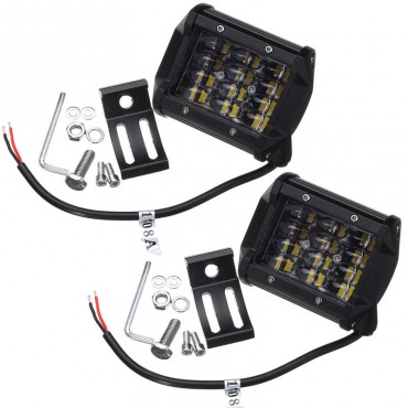 2pcs 4 ROW 4inch 3030 12LED Work Light 36W 2880LM Floodlight Beam Fog Lamp 6000K