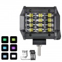 4 Inch 36W Quad Row RGB LED Work Light Bar Spot Flood Fog Lamp IP68 Waterproof For Off-Road Car Truck