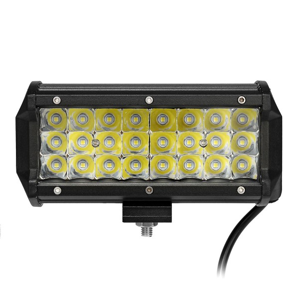 7 Inch Spot LED Work Light Bar Tri Row 3030 72W 6000K for Offroad 4WD SUV