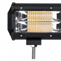 9Inch 144W 48LED Work Light Bar Strobe Flash Lamp White & Amber Color For Offroad Trailer SUV ATV