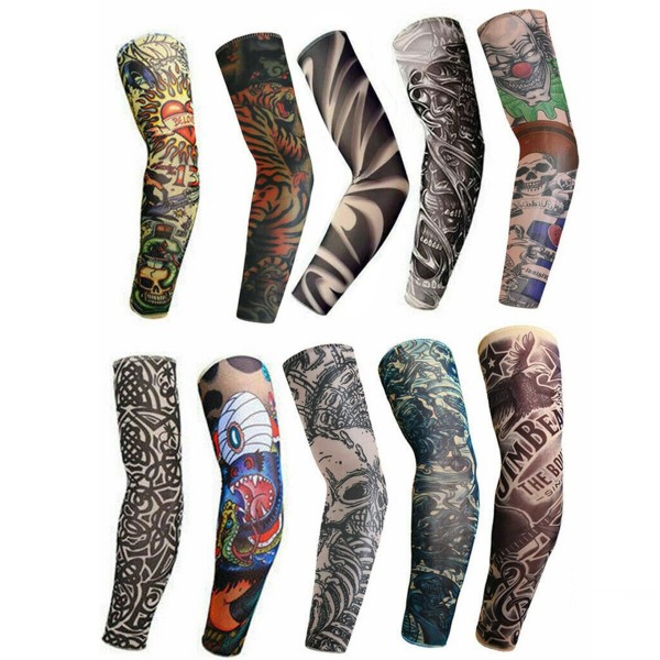 10pcs Tattoo Cooling Arm Sleeves Cover Motorcycle Riding Basketball Golf Sport UV Sun Protection