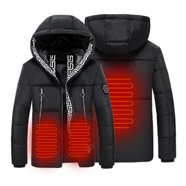 30-50 ° Electric Hooded Heated Coat USB Winter Heating Jacket Temperature Control