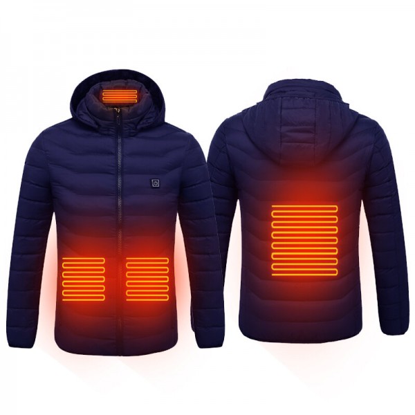 Electric USB Intelligent Heated Warm Back Abdomen Neck Cervical Spine Hooded Winter Jacket Motorcycle Skiing Riding Coats