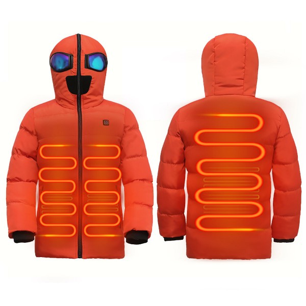 Kids Electric Heated Jacket USB Fast Heating Hooded Coat Skiing Winter Warm Boy