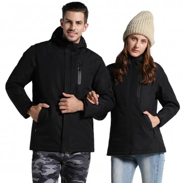 Man Woman Electronic USB Heated Jacket Intelligent Heating Hooded Work Motorcycle Skiing Riding Coat